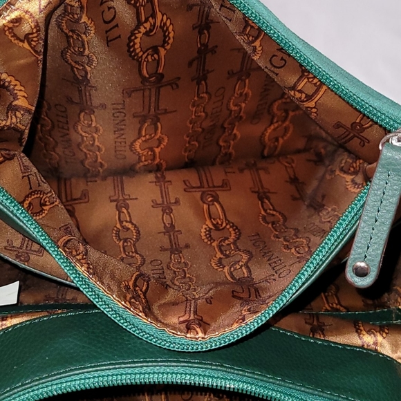 Tignanello Green Suede Leather Shoulder Handbag - Picture 7 of 9